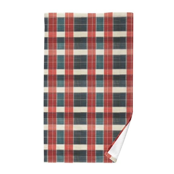 Yayeee 100% Cotton Hand Towels for Bathroom 16" x 28" Soft Absorbent Kitchen Towel, Vibrant Red Tartan Pattern