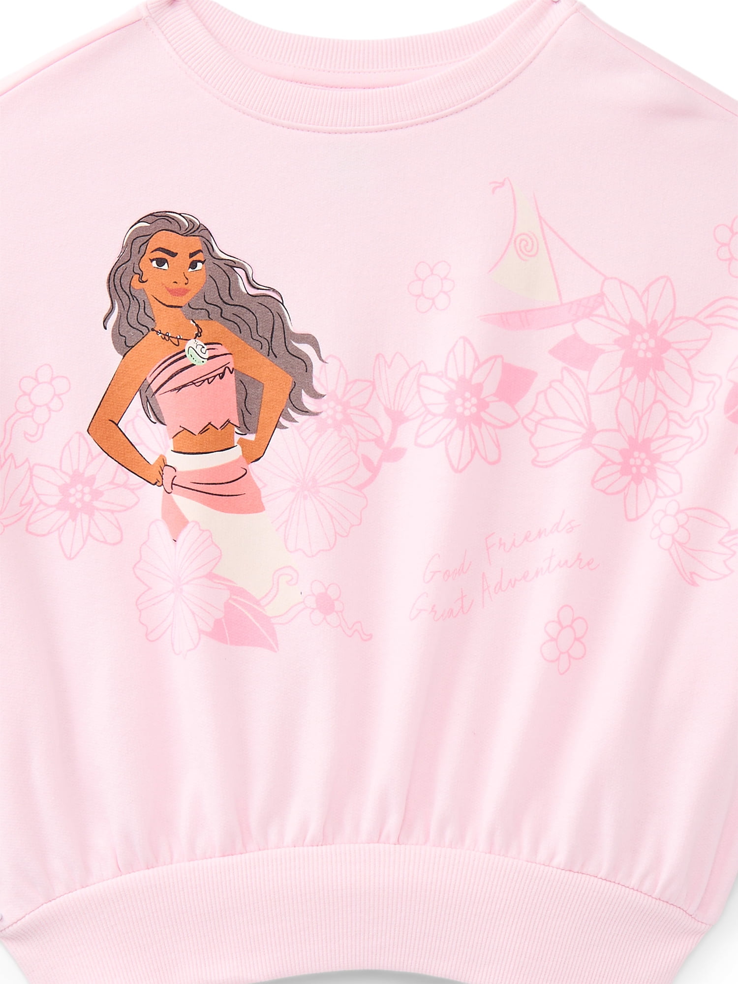 Disney's Princess Adventures Girls Graphic Fleece Crew Pullover, Sizes 4-16