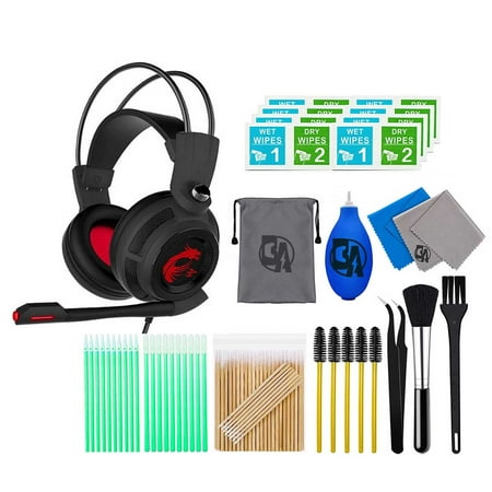 MSI Wired On-ear 7.1 Gaming Headset Black With Cleaning Kit Bolt Axtion Bundle Like New