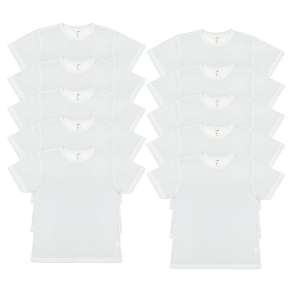 Sublivie Youth 100% Polyester Crew Neck Short Sleeve Sublimation Tee , Pack of 10- White, L