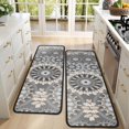 thumbnail image 4 of Kitchen Rugs Sets Of 2,Gray Floral Mandala and Leaf Pattern Anti Fatigue Kitchen Mat Rugs Non Slip Washable,Decorative Kitchen Floor Mats for Kitchen,Sink,Laundry,17"x47"+17"x47", 4 of 5
