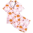 thumbnail image 3 of SJLDQY Halloween Girls Pajama Sets Button Down Short Sleeve Shirts Shorts 2 Piece Hallowmas Pjs Sets Casual Sleepwear Comfy Loungewear Sets for Kids, 3 of 6