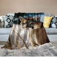thumbnail image 2 of Cougar Throw Blanket for Couch Fuzzy Mountain Lion Blankets Plush Wild Animal in Snow Throws Gifts for Wildlife Lovers in Pattern 2 in, 2 of 6