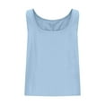 thumbnail image 5 of Workout Tank Tops Woman Women's Linen Blend Round Neck Button Up Sleeveless Tank Womens Camisole Light Blue XXXL, 5 of 7