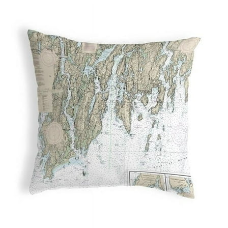 BoothBay, ME Nautical Map Noncorded Indoor & Outdoor Pillow - 18 x 18 in.