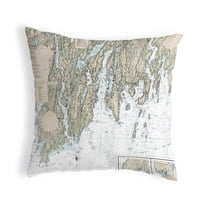 BoothBay, ME Nautical Map Noncorded Indoor & Outdoor Pillow - 18 x 18 in.