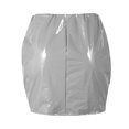 thumbnail image 4 of Yuwull Woman's Faux Leather Skirts Causal Skirt Ultrashort Skirt Solid Color Wrap Skirt A-line Bodycon Short Skirt Silver, 4 of 4