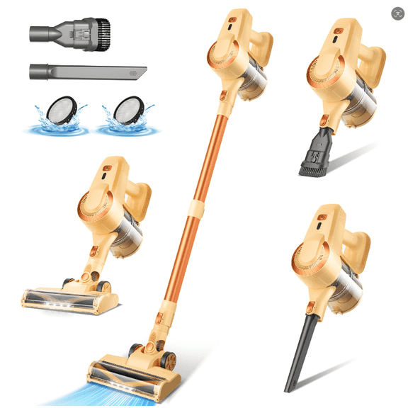 Homadio Cordless Stick Vacuum Cleaner, Lightweight Vacuum with 2000mAh Battery & LED Brush for Hardwood Floor, Carpet, Pet Hair