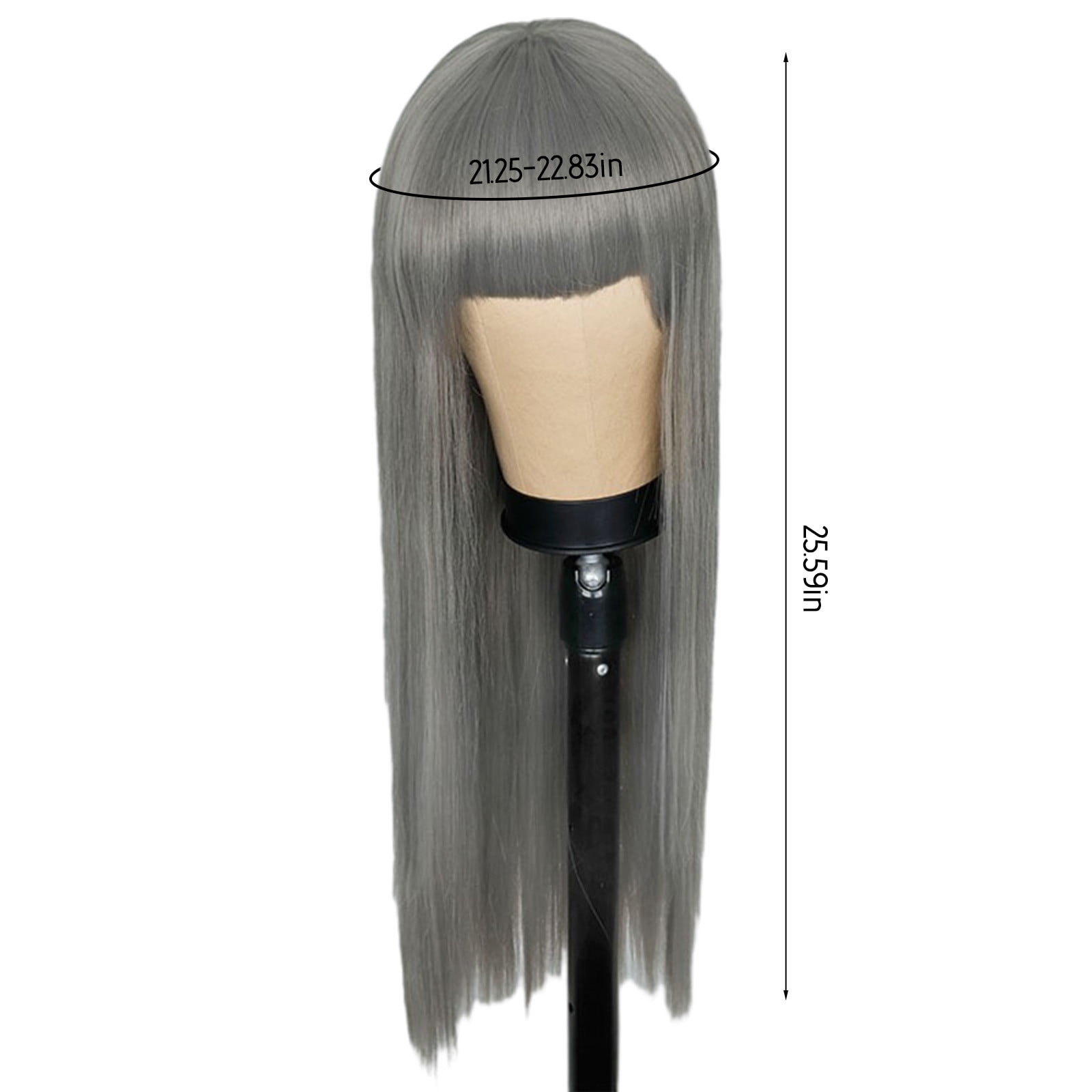 YSGFHGJW Wigs for Black Women,Long Straight Wig With Bangs Hair Wig For Women Synthetic Natural Wig ,Various Colors Available,Daily Wear Party And Cosplay Soft Wig,Gray