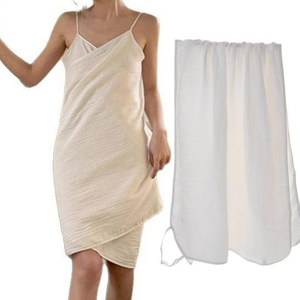 Bata de baño con tirantes para mujer, elegante, absorbente de agua, transpirable y usable M