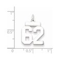 thumbnail image 2 of Auriga 925 Sterling Silver/Rhodium-plated Polished Number 62 Charm for Women (L-20mm, W-8mm), 2 of 4