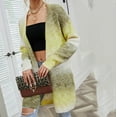 thumbnail image 2 of UYISJ Cardigan Sweaters for Women Lightweight Color Block Striped Fall Tops Long Sleeve Open Front Cozy Knitted Coat Outerwear Yellow L, 2 of 9