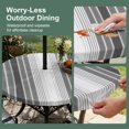thumbnail image 5 of Round Outdoor Tablecloth with Umbrella Hole and Zipper, Gray Vertical Stripes Tablecloth with Elastic Waterproof, Retro Simple Neutral Abstract Lines Patio Table Covers for 36" - 44" Pool Tables, 5 of 9