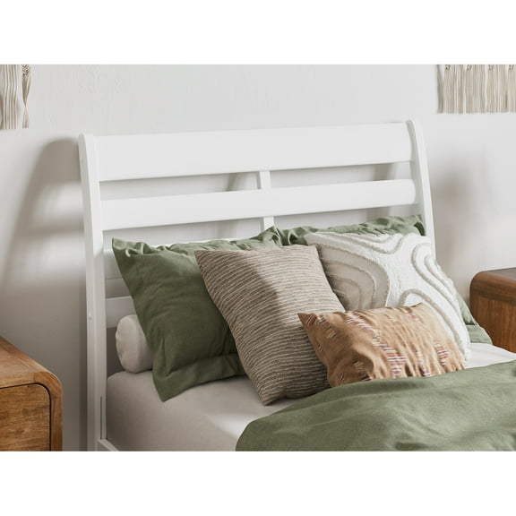 Solid Wood Headboard Twin Size - White Bedroom Headboard with USB ChargerSlats