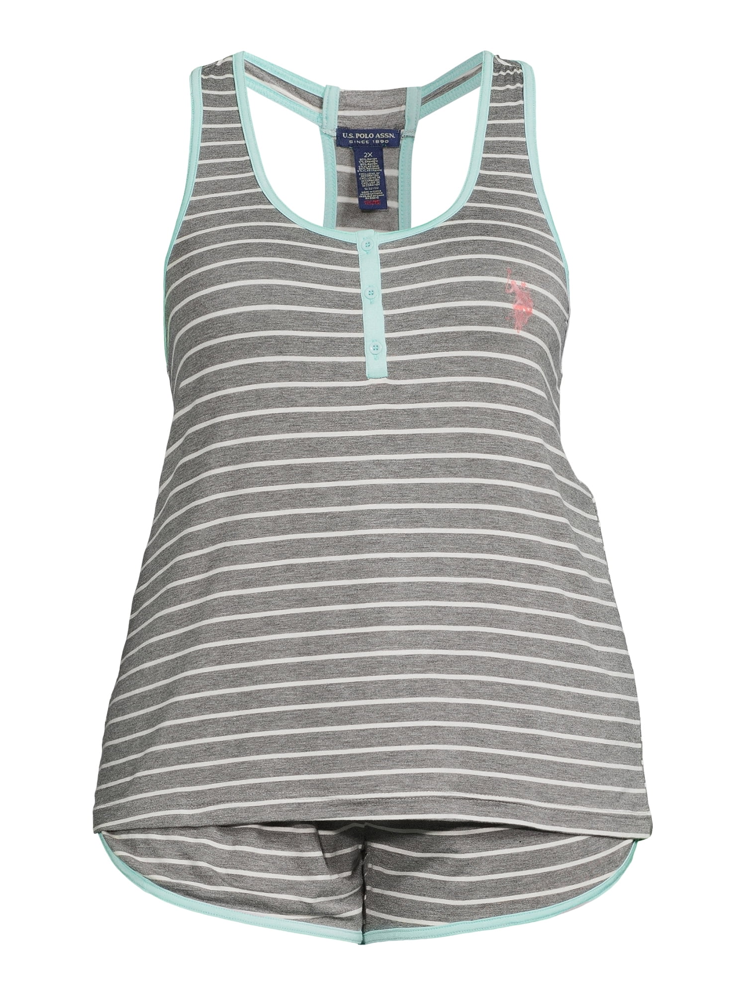 U.S. Polo Assn. Women's Plus 2pc Striped Knit Racerback Tank and Pajama Short Set