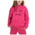thumbnail image 2 of LIUYUNNN Kids Toddler Sweatsuit 2 Piece Long Sleeve Cat Hot Pink Basic Hoodie and Sweatpants Fall Winter Clothes Little Girls Clothes 8-9 Years Boys Girls Fall and Winter Outfits, 2 of 5