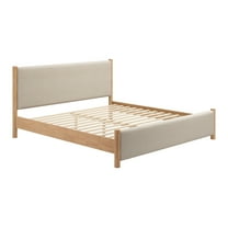 Hadi King Bed Beige & Natural Bed, Modern Style, Rubber feet protect floor from scratches, MDF, Indoor Bedroom