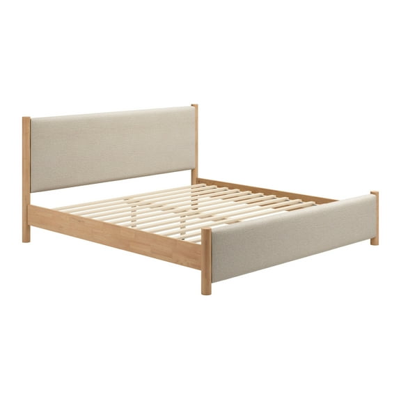 Hadi King Bed Beige & Natural Bed, Modern Style, Rubber feet protect floor from scratches, MDF, Indoor Bedroom