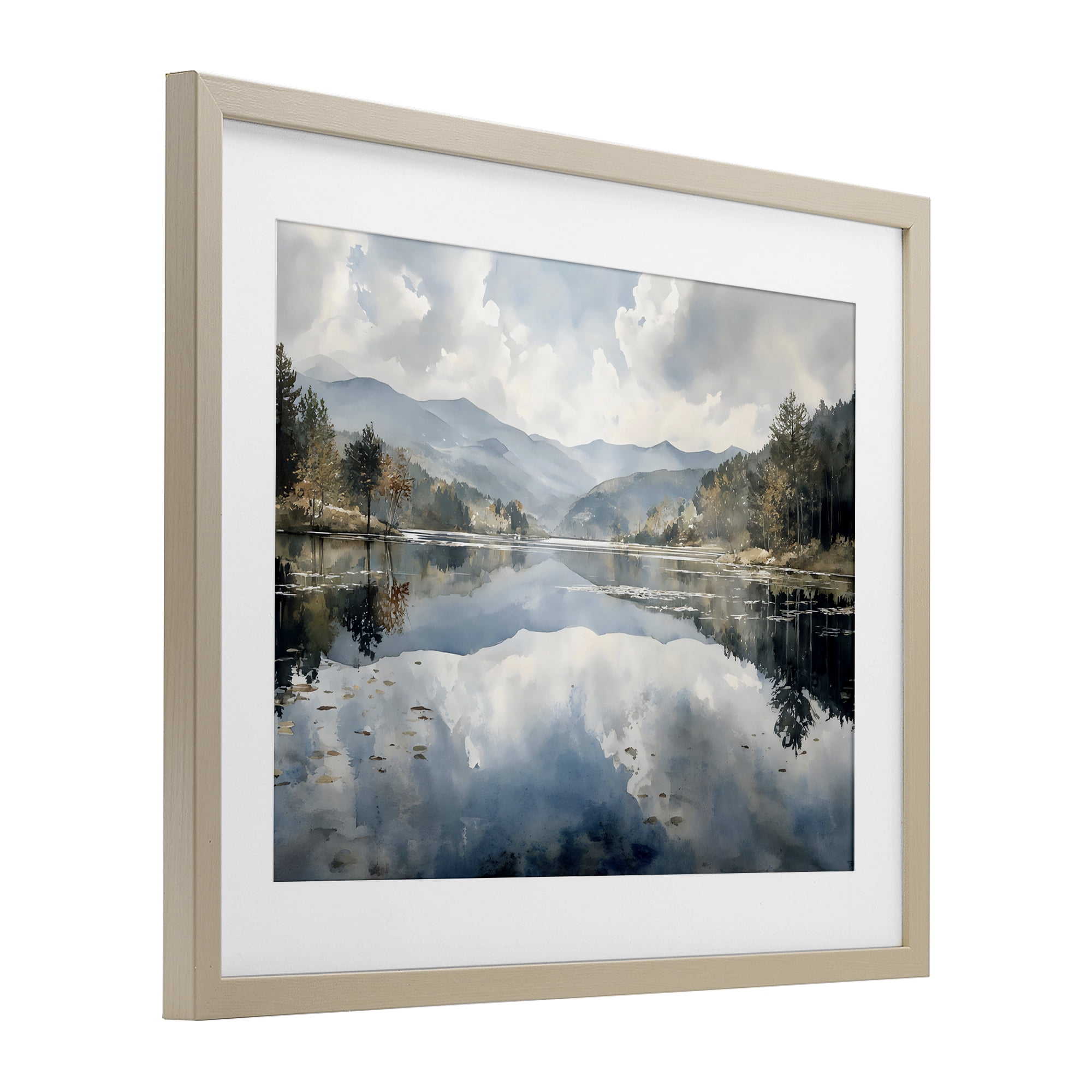 Stupell Industries Nature's Reflection on Mountain Lake Birch Framed Print Under Glass, design by Franklyn Gregory