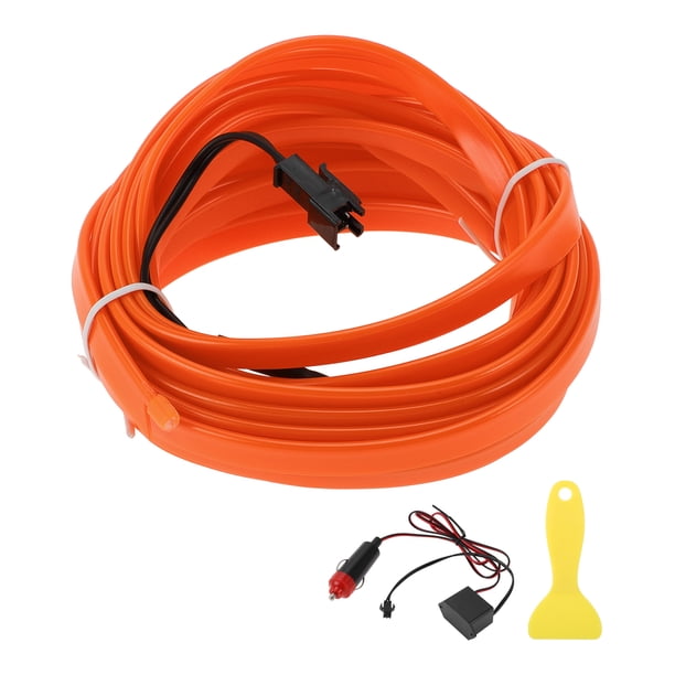 Cuerda de luz LED EL de 5m Unique Bargains, tira de luz de neón flexible para iluminación interior de coches, decoración de coches, encendedor de cigarrillos (12v) Naranja
