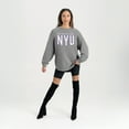 thumbnail image 3 of Women's Gameday Couture Gray NYU Violets Oversized Pure Motion Corded Sweatshirt, 3 of 4