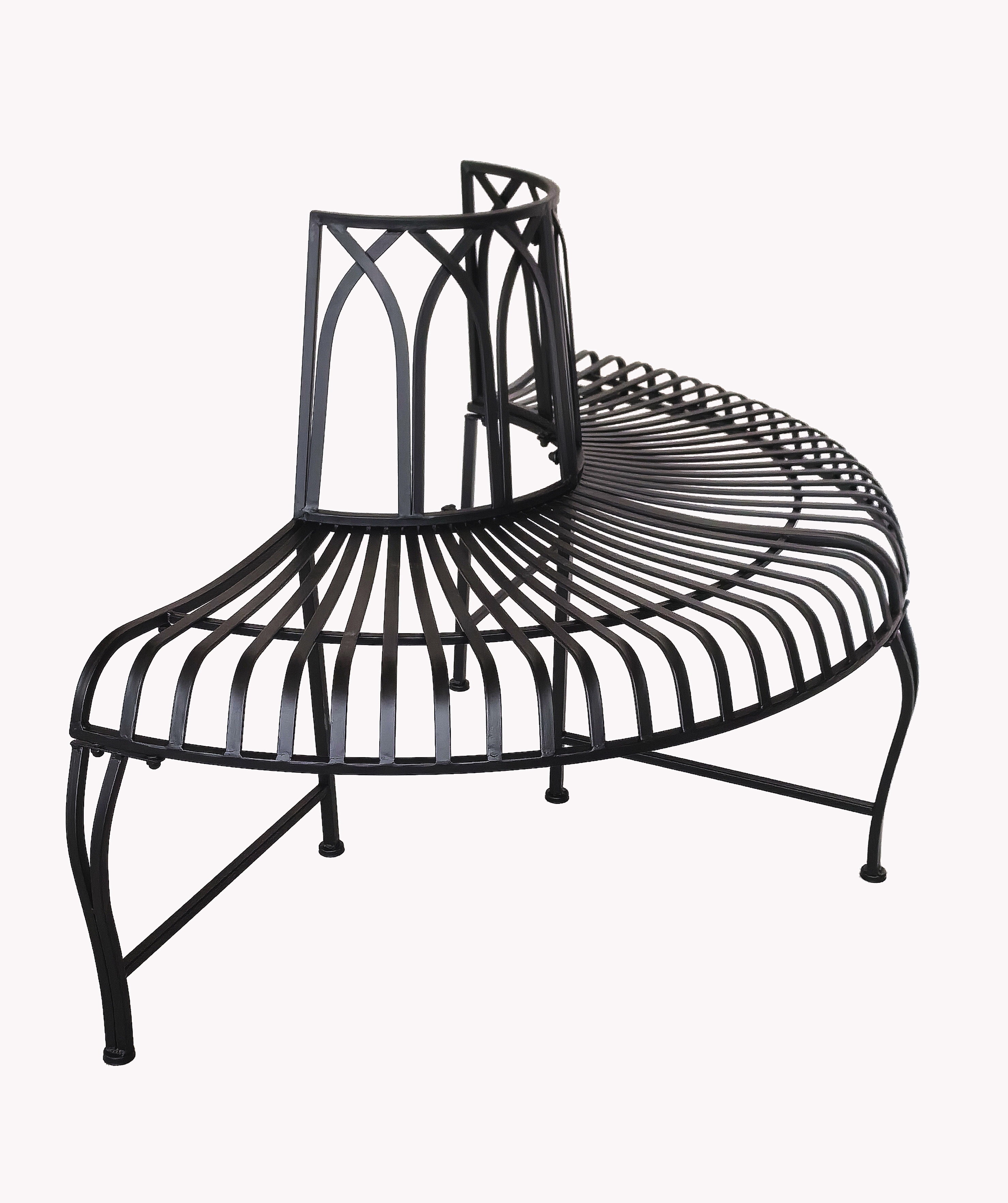 Black Tree Wrap Garden Bench Semi-Circle