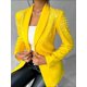 thumbnail image 4 of Blazer de Negocios para Mujer, Chaqueta de Traje de Larga con Abertura Frontal, Abrigo con Botones de Diamantes de Imitación, Ropa de Oficina Amarillo M, 4 of 8
