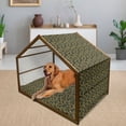 thumbnail image 2 of Dragonfly Pet House, Pattern of Dragonflies and Green Olive Branches Mediterranean Nature Vibes, Outdoor & Indoor Portable Dog Kennel with Pillow and Cover, 5 Sizes, Multicolor, by Ambesonne, 2 of 4