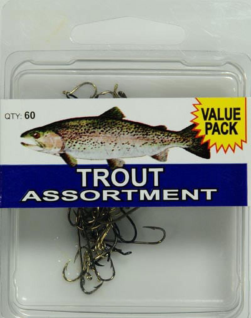 (3 pack) Eagle Claw SPTRTW Trout Tackle Assortment, 60 Piece Kit, with Assorted Sizes