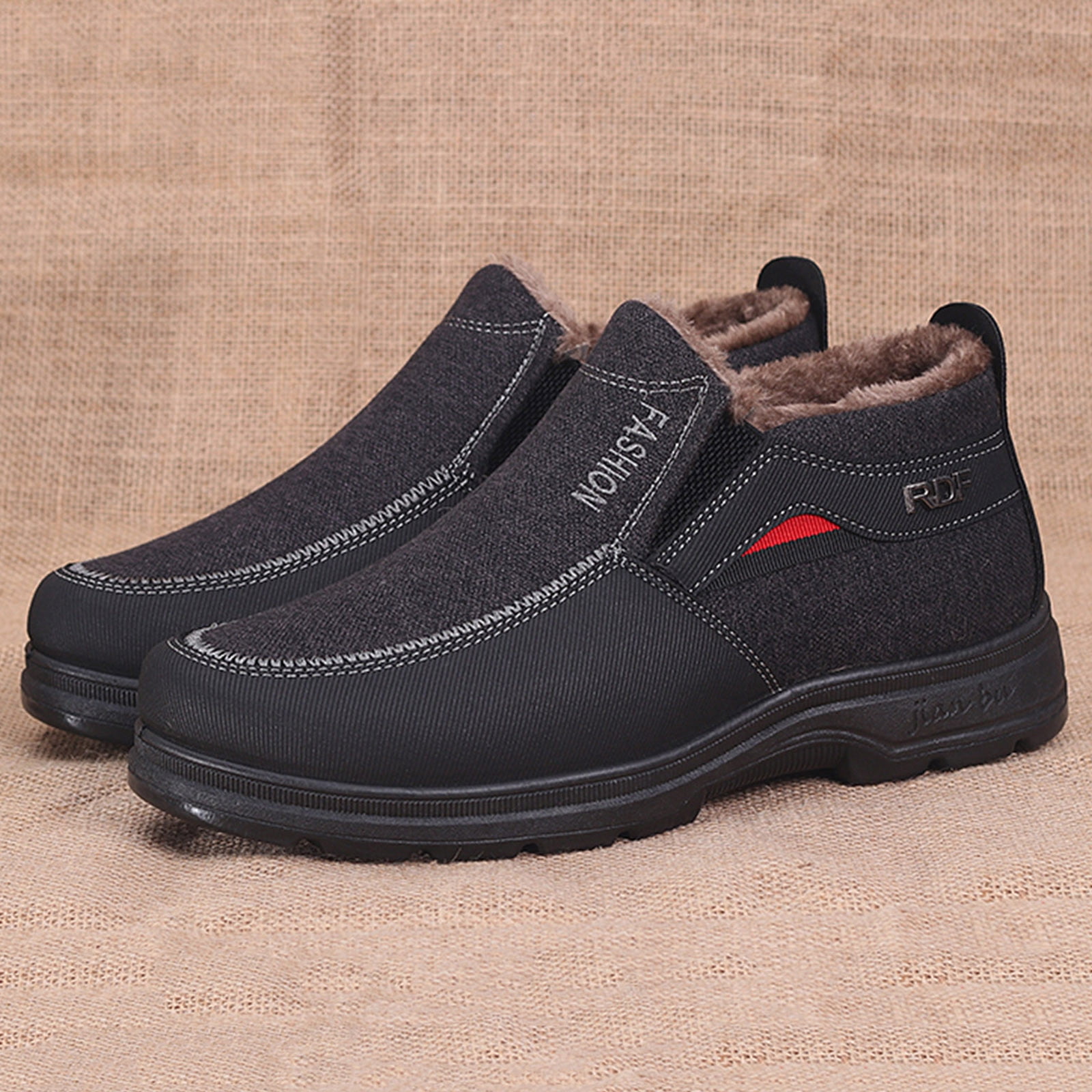 PEASKJP Men's Snow Boots Fashion Men's Winter Boots Outdoor Anti-Slip Outdoor Sneakers (Black,10.5)