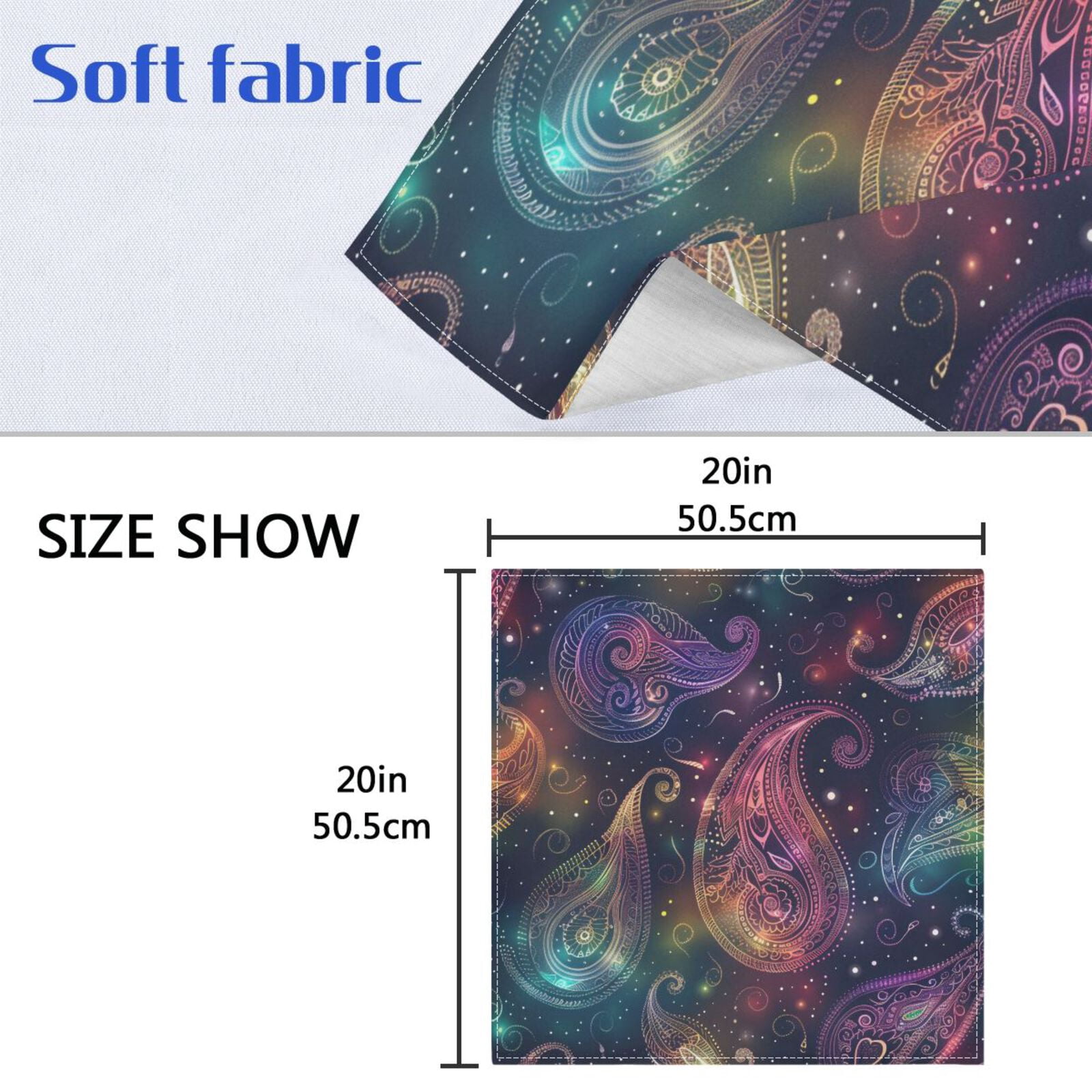 JSTEL Paisley Rainbow Nebula Cloth Napkins Set of 6, 20x20 Inch Washable and Reusable Napkin for Decoupage Dinner Party Everyday Use