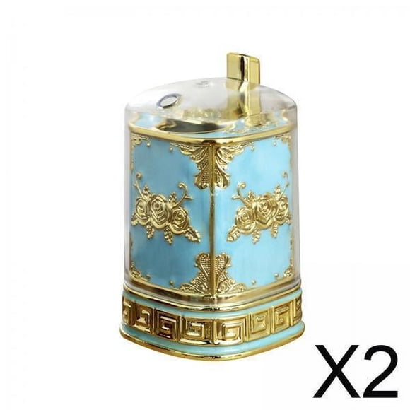 2x Caja De Palillos De Dientes Estuche Decorativo Para Palillos De Dientes Para Restaurante Apartamento Comedor Dorado Azul Claro