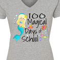 thumbnail image 4 of Inktastic 100 Magical Days of School with Blue Mermaid and Fish Women's V-Neck T-Shirt, 4 of 5