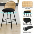 thumbnail image 3 of Foreate Rattan Swivel Barstools Set of 3, 29" Seat Bar Height, Upholstered Boucle Fabric Modern Kitchen Island Stools Bar Chairs w/ Mid-Back Metal Legs, 3 of 12