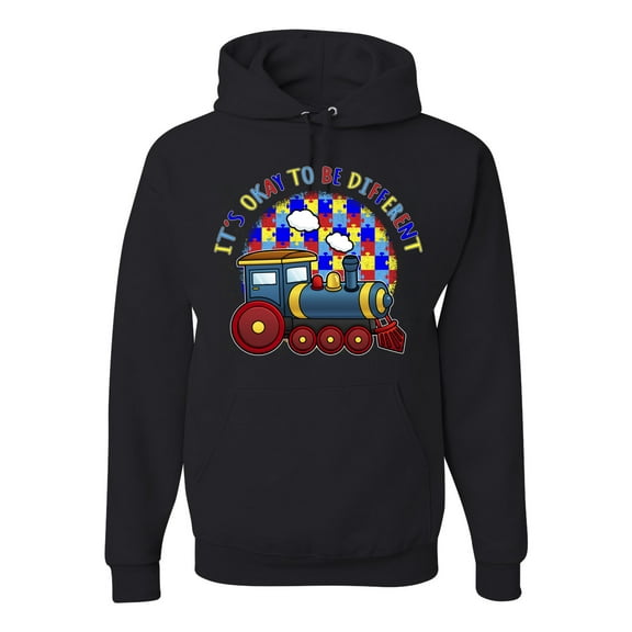 Wild Bobby Its Okay to Be Different | Train Autism Awareness Unisex Hoodie Sweatshirt