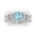 thumbnail image 2 of 3.06 ct Brilliant Round Cut Natural Aquamarine 18K White Gold Solitaire with Accents Engagement Bridal Wedding Ring Band Set size 10.25, 2 of 7