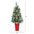 thumbnail image 2 of 44in. Frosted Tip British Columbia Mountain Pine Artificial Christmas Tree with 50 Clear Lights, Pine Cones and 112 Bendable Branches in Red Tower Planter, 2 of 6