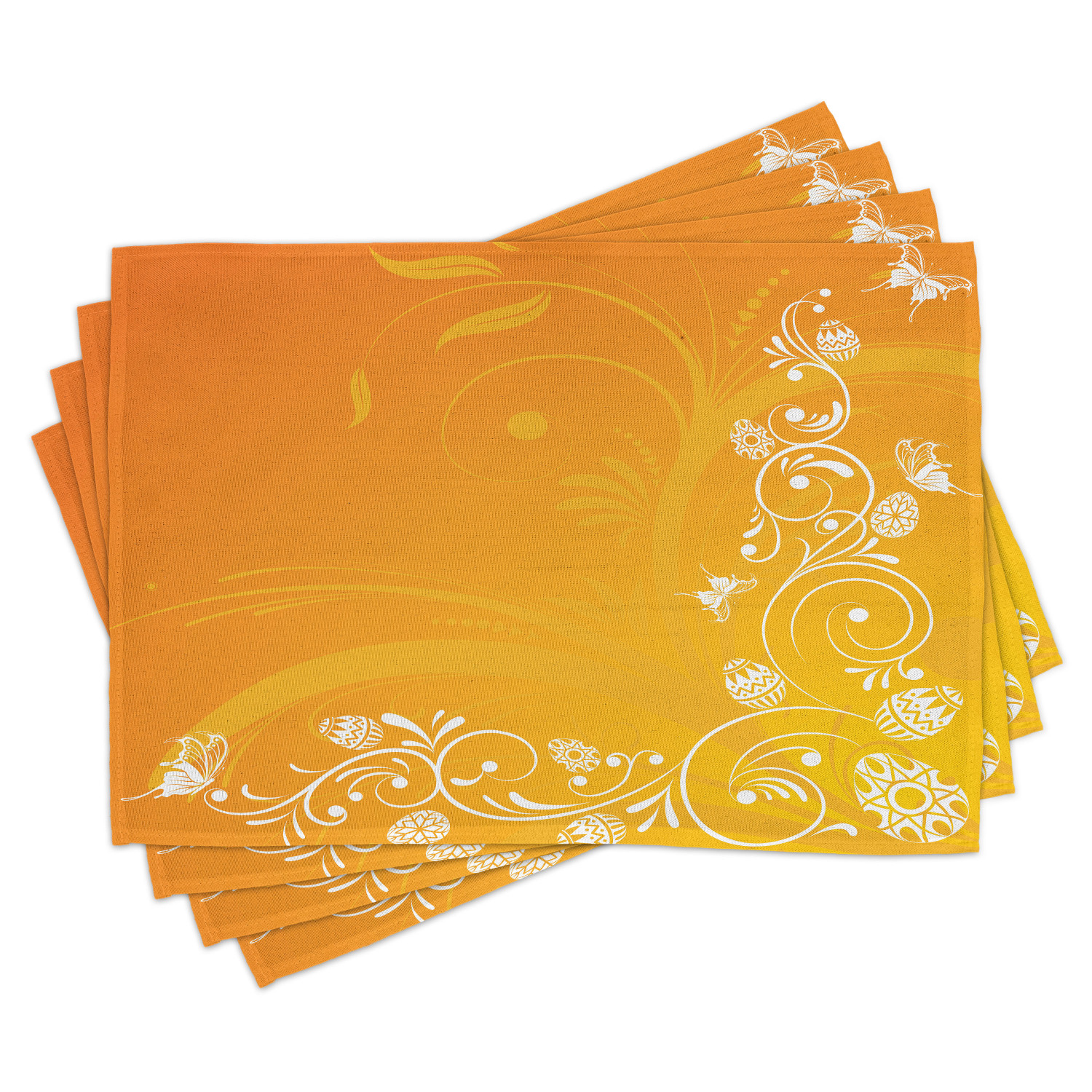 Orange Placemats Set of 4 Easter Themed Abstract Composition with