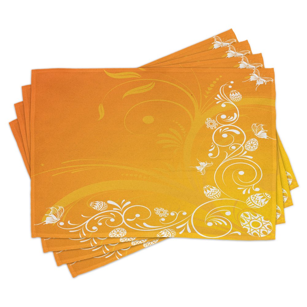 Orange Placemats Set of 4 Easter Themed Abstract Composition with