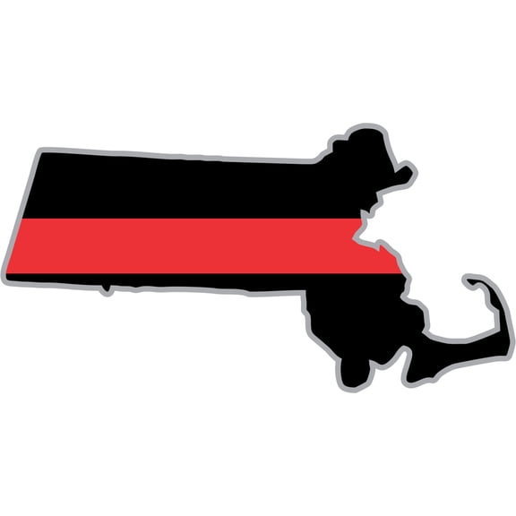 3.8 Inch Thin Red Line Massachusetts Firefighter Decal