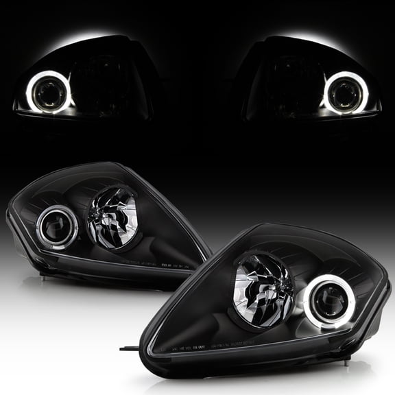 2000-2005 Mitsubishi Eclipse Black LED Halo Projector Headlights Headlamps Pair