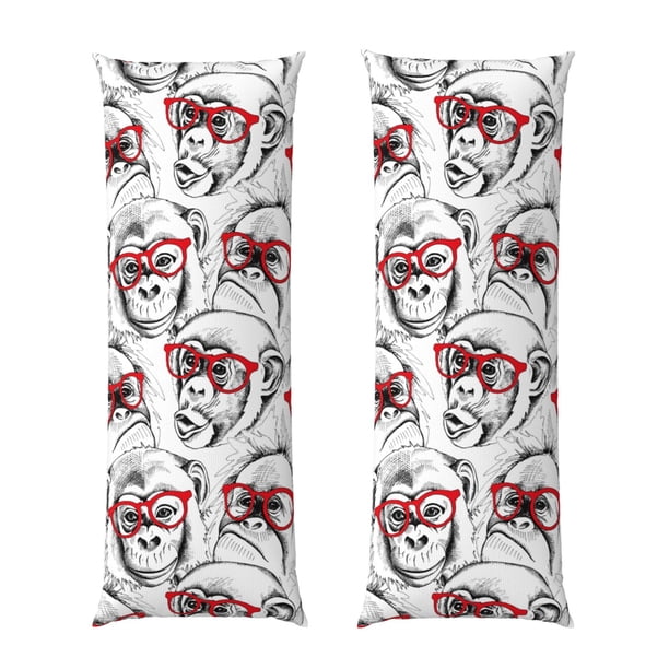 Balery Monkey Funda Protectora para Almohada Corporal de Algodón Hipoalergénico con Cierre(55 x 21 pulgadas), Almohadas No Incluidas