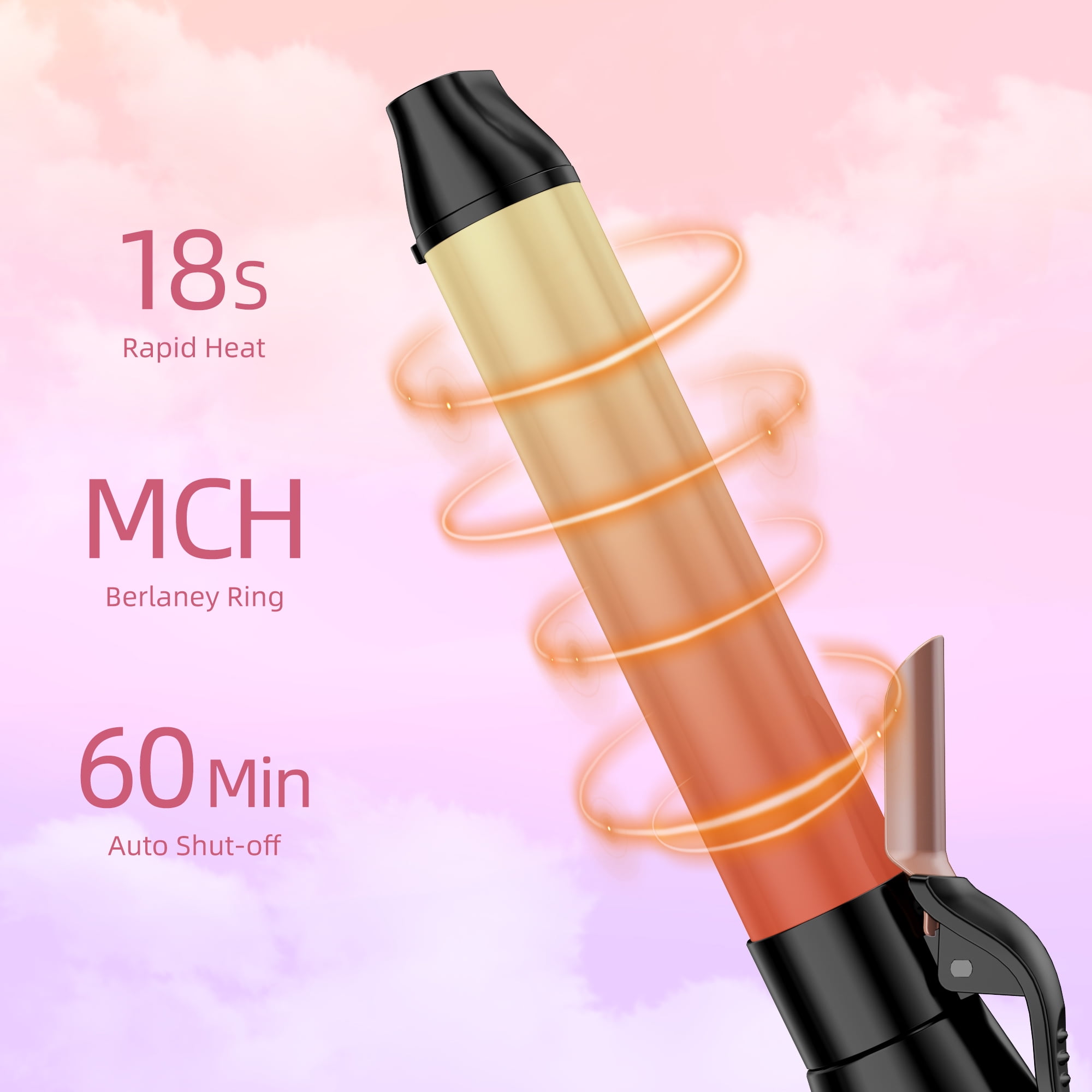 Berlaney Automatic Rotating Curling Iron, 1.25" Self Hair Curler Wand, Beach Waves Curler, Dual Voltage Fast Heat Ceramic Barrel for All Hair Types, Black