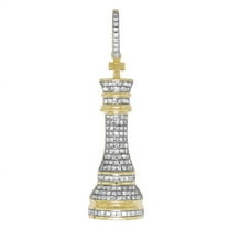 10K Yellow Gold Chess King Genuine Diamond Pendant Charm .50ct 1.5"