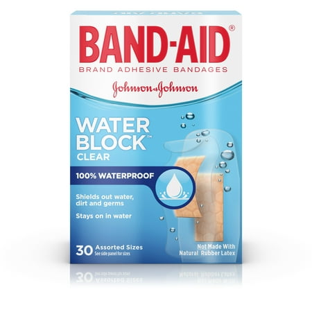 - (2 pack) Band-Aid Brand Water Block Plus Waterproof Adhesive Bandages, 30 ct