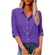 thumbnail image 1 of Camisas de Manga Larga para las Mujeres Botón de Solapa de Ajuste Suelto Delantero Blusa de Túnica de Imitación de Lino, Camisas de Manga Larga para las Mujeres Bajo Scrubs, 1 of 8