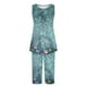 thumbnail image 3 of Conjunto de Verano para las Mujeres Casual Impreso sin Mangas Cuello Redondo Y Pantalones Recortados de Dos Piezas, 3 of 8