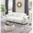 thumbnail image 4 of 25'' Round Storage Ottoman with Wooden Lid, Velvet Circle Ottoman Set with Square Foot Stool, Living Room Couch Side Table for Low Tea (Beige), 4 of 7