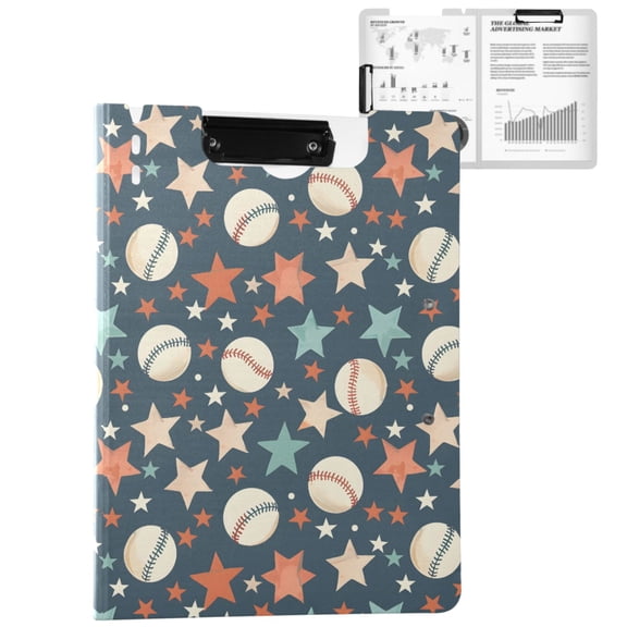 ALAZA Baseball Cartoon Stars A4 Foldable Clipboard 360 Degree Folder Binder