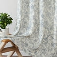 thumbnail image 3 of Lazzzy Farmhouse Linen Curtains for Living Room Floral Print Semi Sheer Window Curtains for Bedroom Grommet Top 2 Panels Blue on Beige W50 x L96, 3 of 7